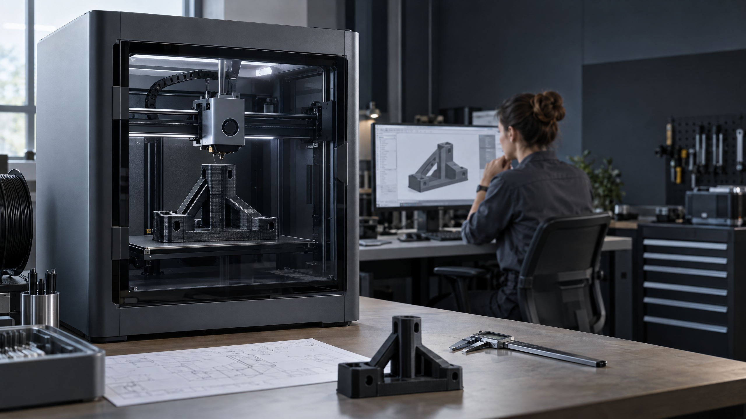 Stampante 3D FDM professionale in un laboratorio industriale